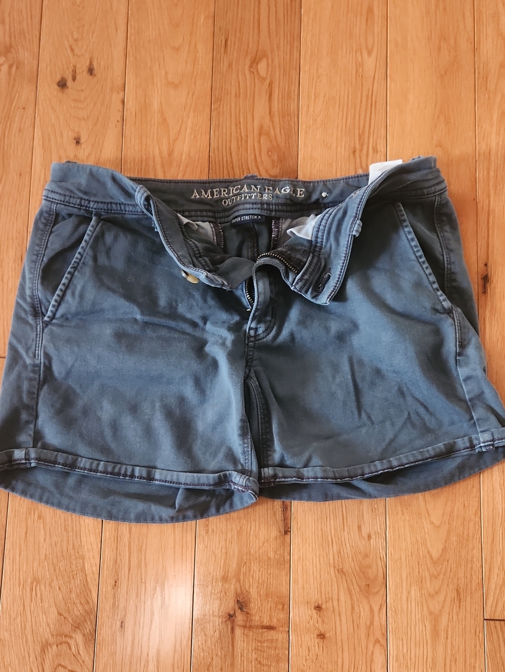 American Eagle Outfitters Women's Slate Blue Casual Chino Shorts